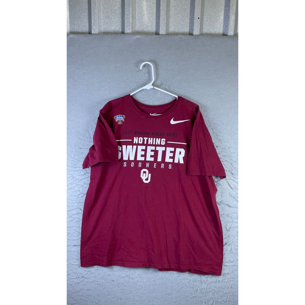 Nike T-Shirt Mens XL Maroon Excellent 2017 Sugar Bowl Oklahoma Sooners Graphic